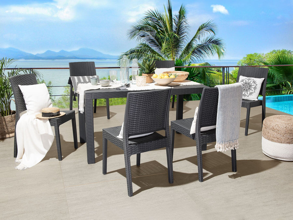 6 Seater Garden Dining Set Grey Castelli