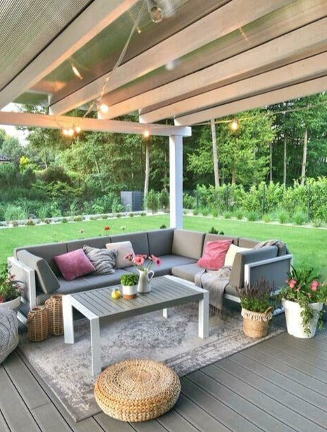 Castella Left Hand 6 Seater Aluminium Garden Corner Sofa Set Grey