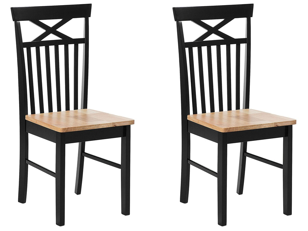 Dining Chair Set of 2 Light Wood and Black Brahn