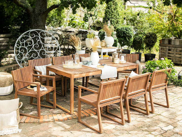 Sassari 6 Seater Acacia Wood Garden Dining Set with Trolley
