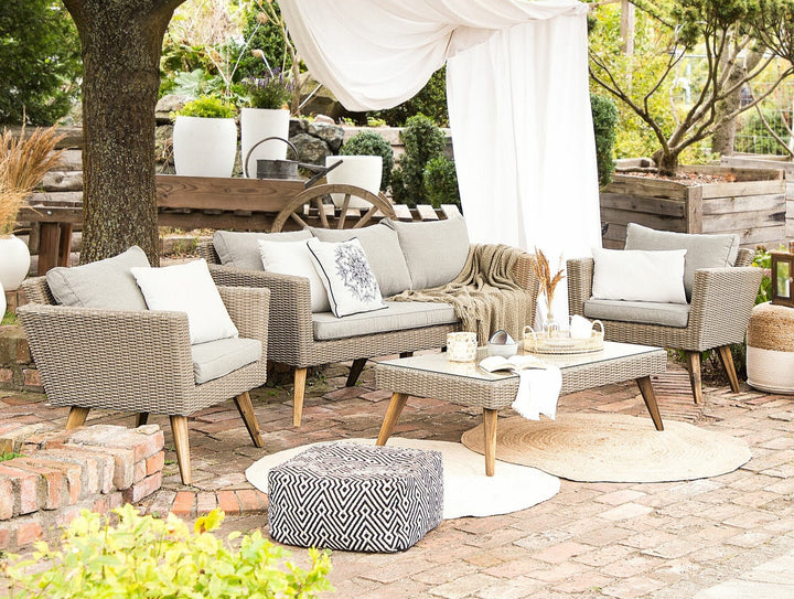 5 Seater PE Rattan Garden Sofa Set Grey Vittoria XL