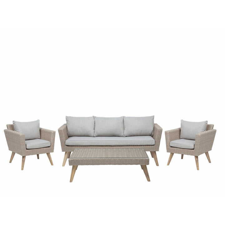 5 Seater PE Rattan Garden Sofa Set Grey Vittoria XL