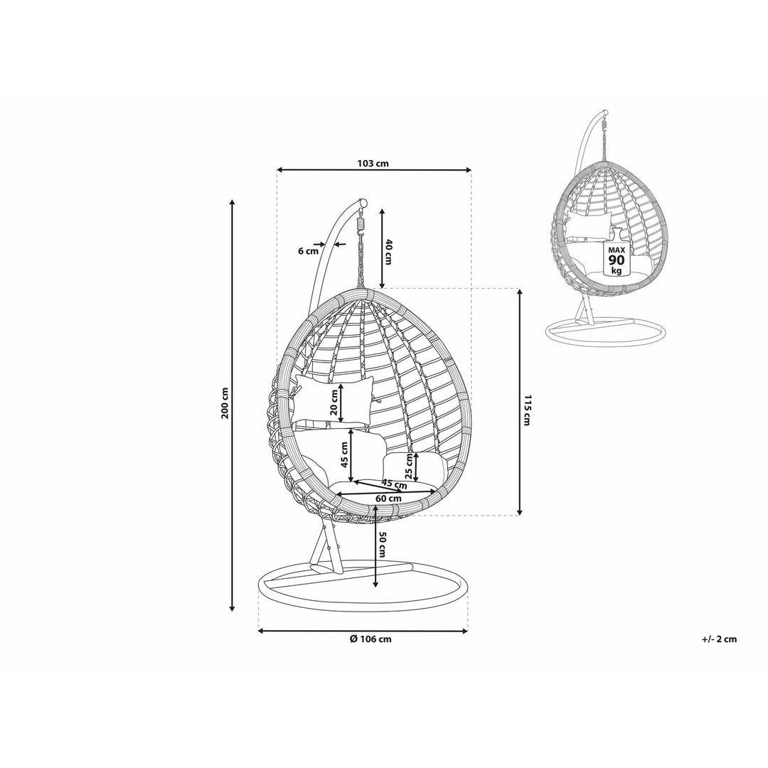 Scales Porch Rattan Hanging Chair with Stand White