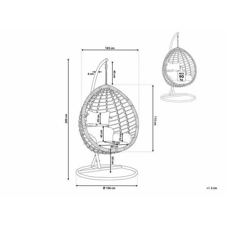 Scales Porch Rattan Hanging Chair with Stand White