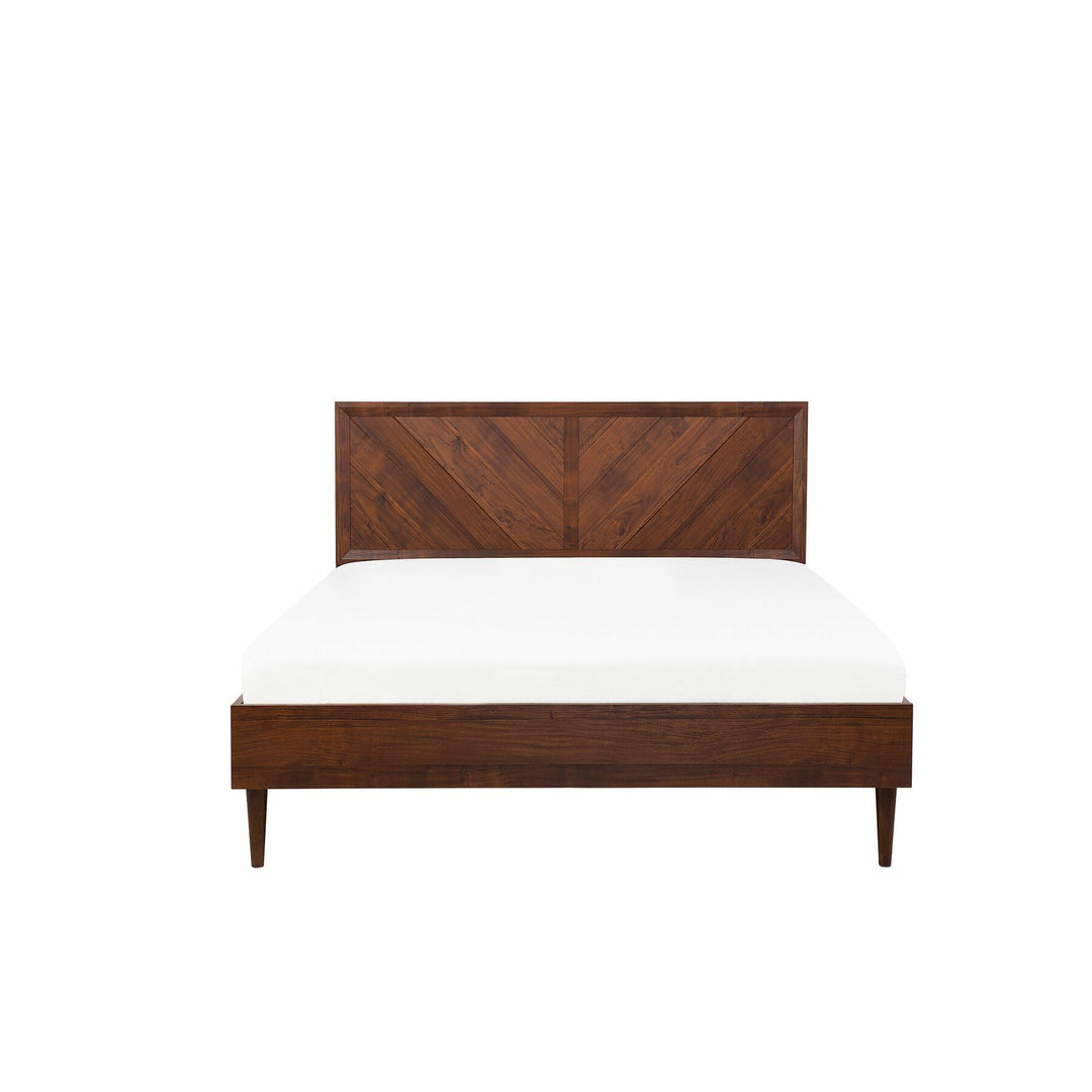 Bed with LED Dark Wood 160 x 200 cm EU King Size Sanders