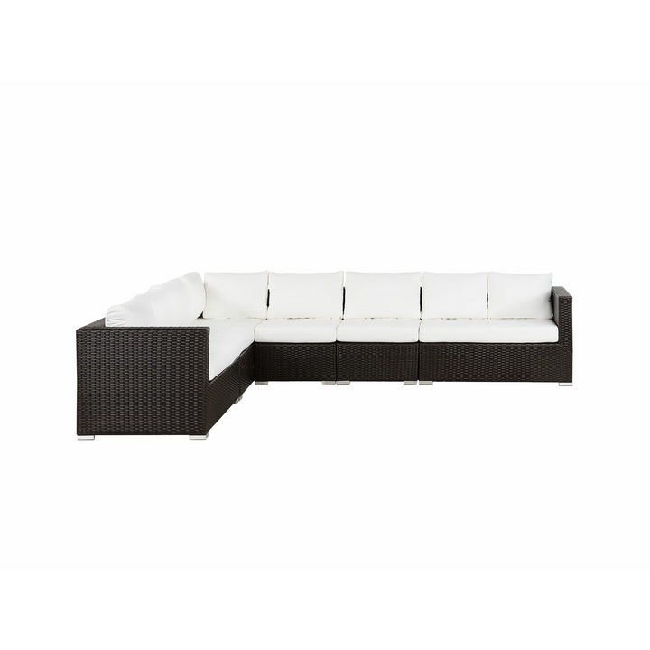 XXL Left Hand 8 Seater PE Rattan Garden Lounge Set Brown