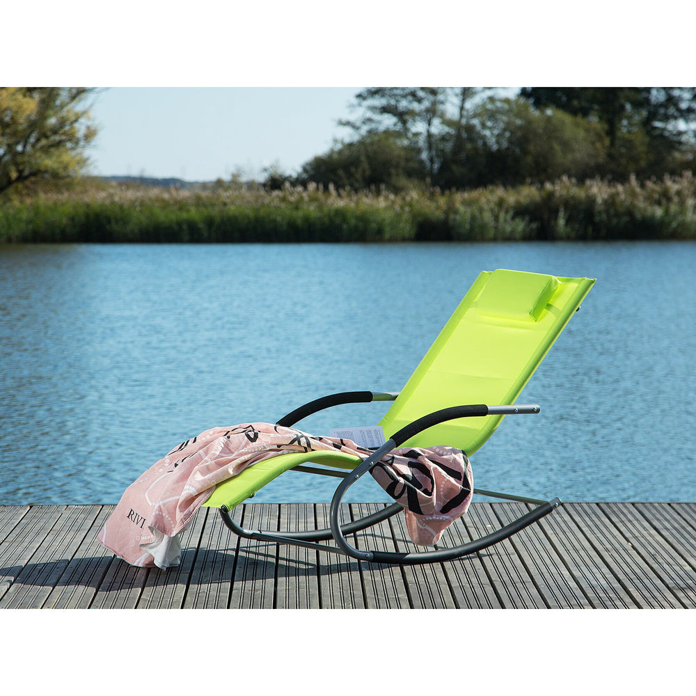 Steel Rocking Sun Lounger Lime Green CARANO