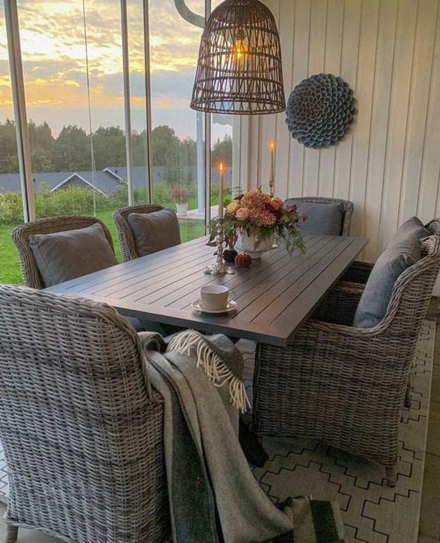 Cascais 6 Seater PE Rattan Garden Dining Set Grey
