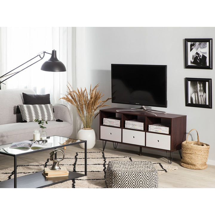 Mainor 3 Drawer TV Stand Dark Wood