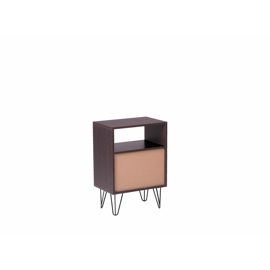 Kepner 2 Drawer Bedside Table Dark Wood with White