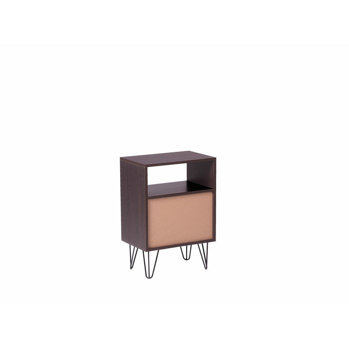 Kepner 2 Drawer Bedside Table Dark Wood with White