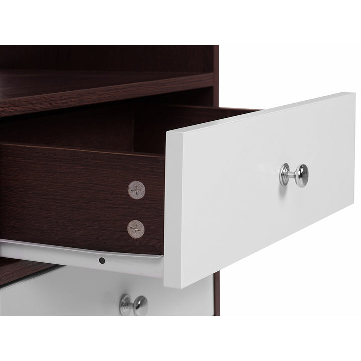 Kepner 2 Drawer Bedside Table Dark Wood with White