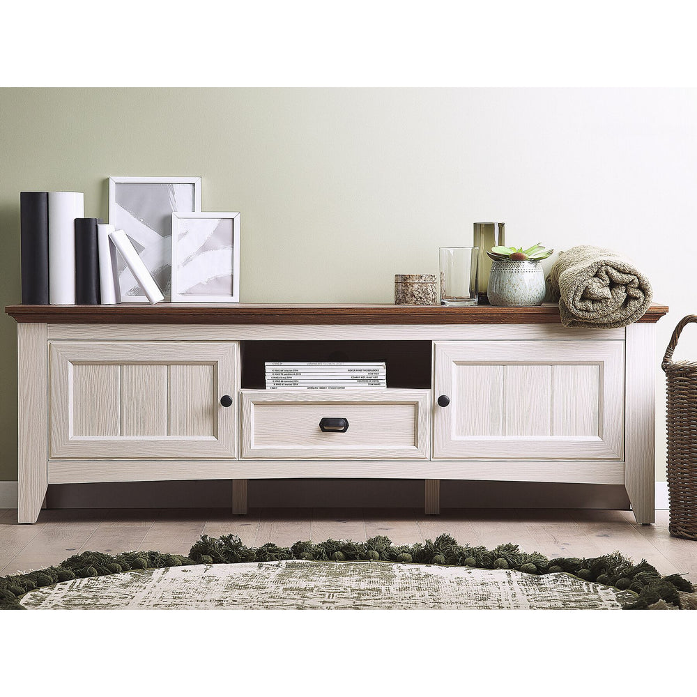 TV Stand Cream with Dark Wood NASHVILLE
