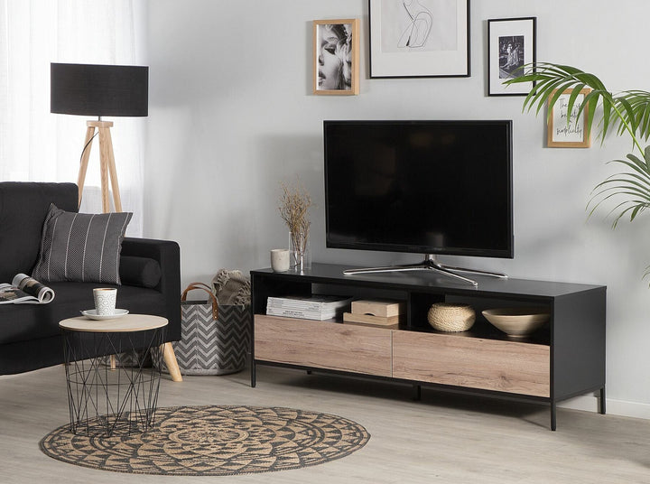 TV Stand Light Wood with Black SYDNEY
