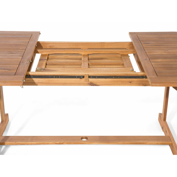 Maui 8 Seater Acacia Wood Garden Dining Set with Blue Cushions