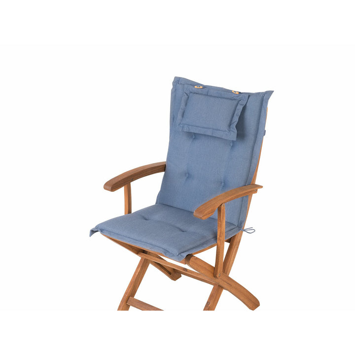 Maui 8 Seater Acacia Wood Garden Dining Set with Blue Cushions