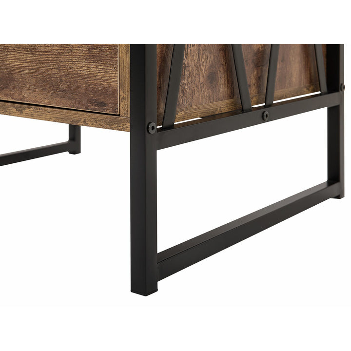 Parikh 3 Tier Console Table Dark Wood with Black