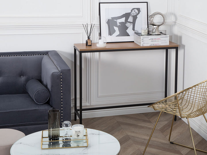 Console Table Dark Wood with Black Frailey