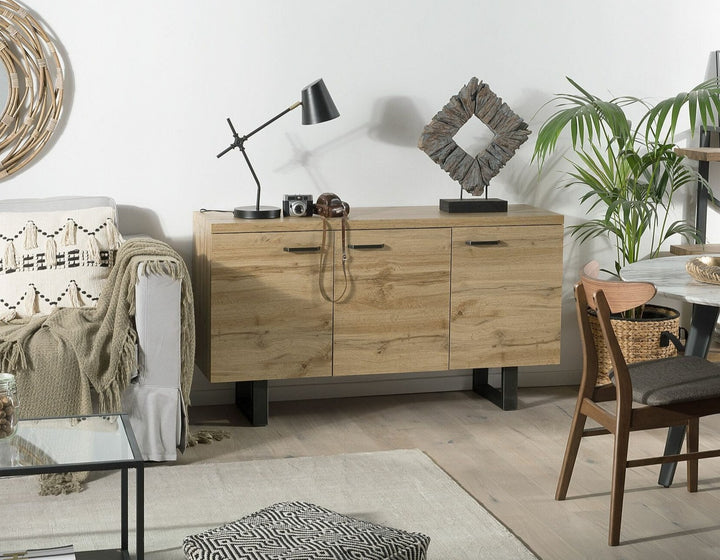 3 Door Sideboard Light Wood Timber