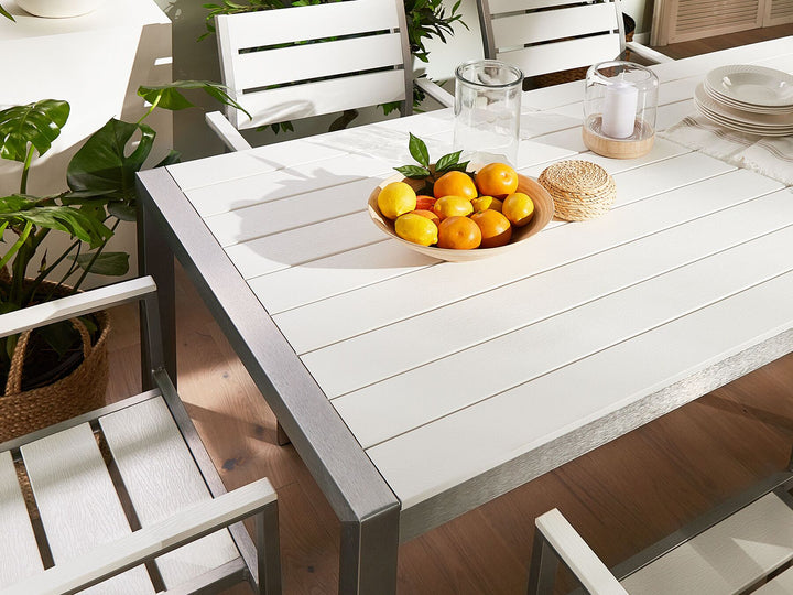 6 Seater Aluminium Garden Dining Set White Vernio