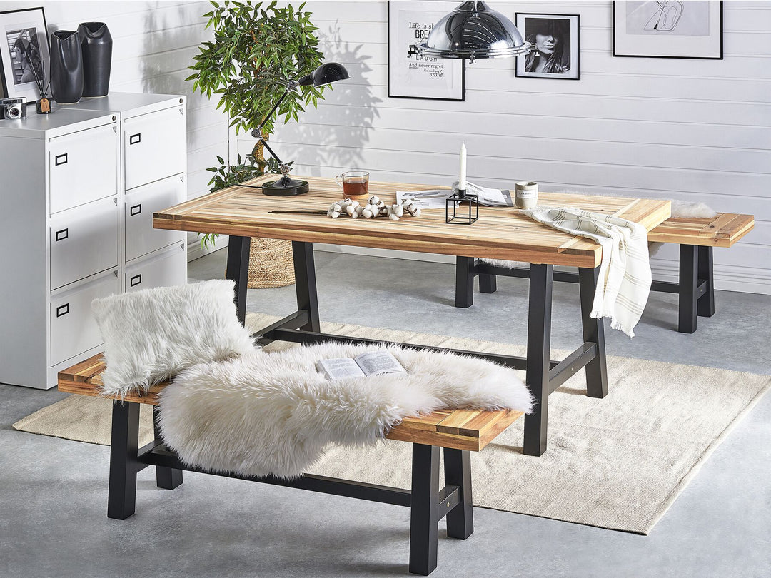 Acacia Wood Bench Black 140 cm Scania