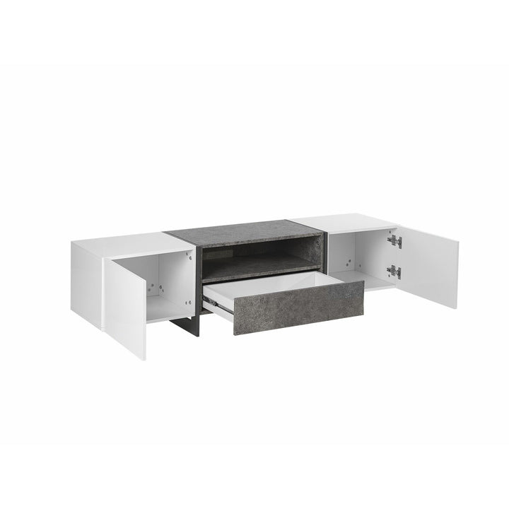 Paulina TV Stand LED Concrete Effect with White
