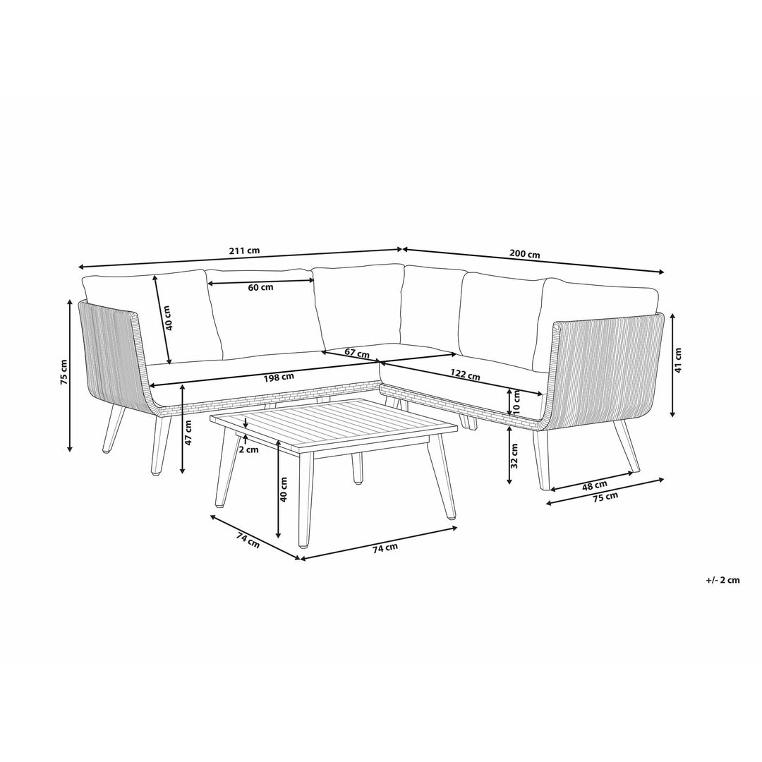 Alcamo 5 Seater Acacia Wood Garden Corner Sofa Set Grey