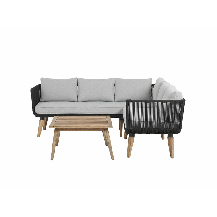 Alcamo 5 Seater Acacia Wood Garden Corner Sofa Set Grey