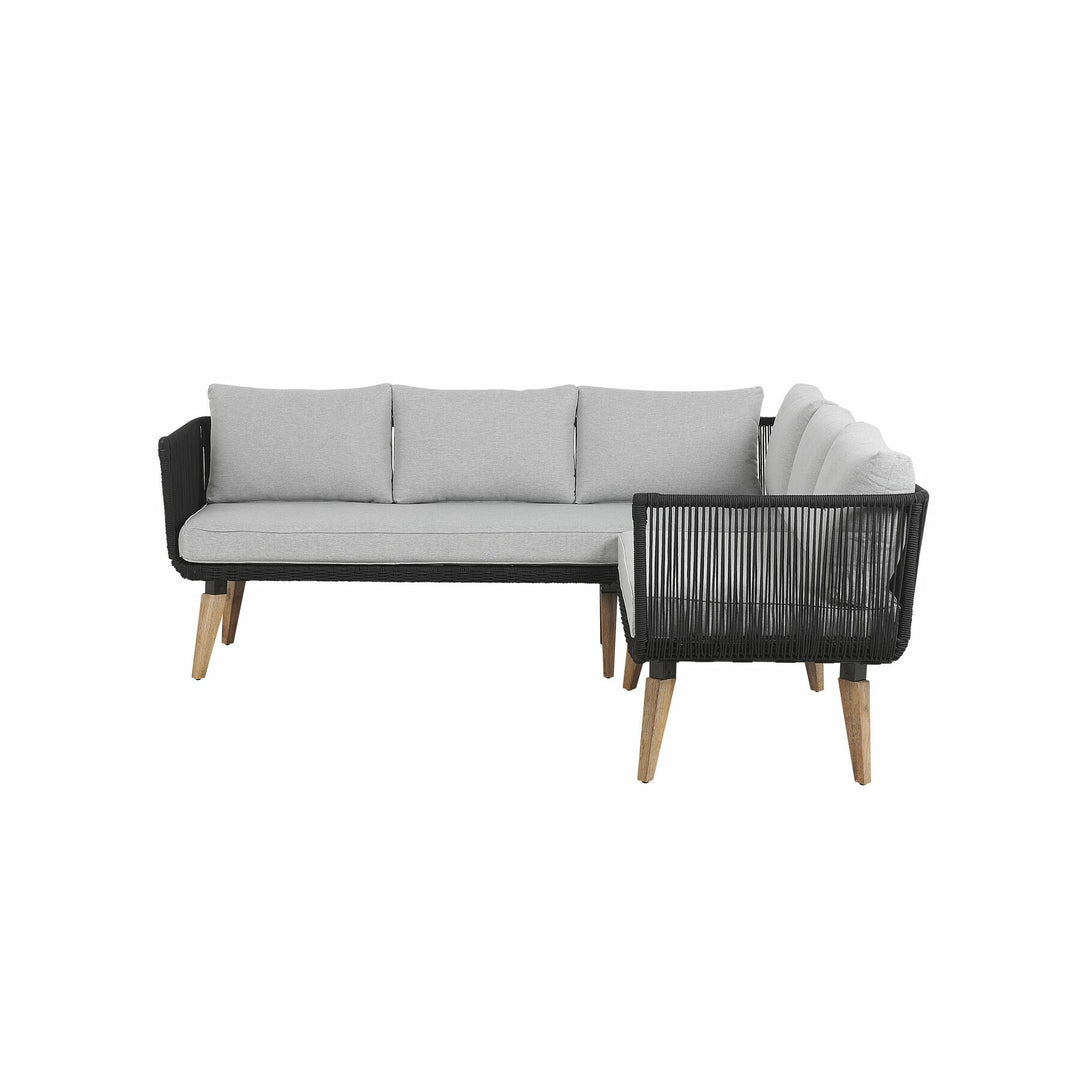 Alcamo 5 Seater Acacia Wood Garden Corner Sofa Set Grey
