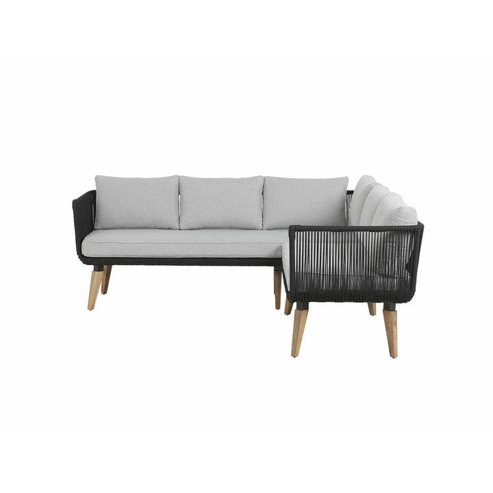 Alcamo 5 Seater Acacia Wood Garden Corner Sofa Set Grey