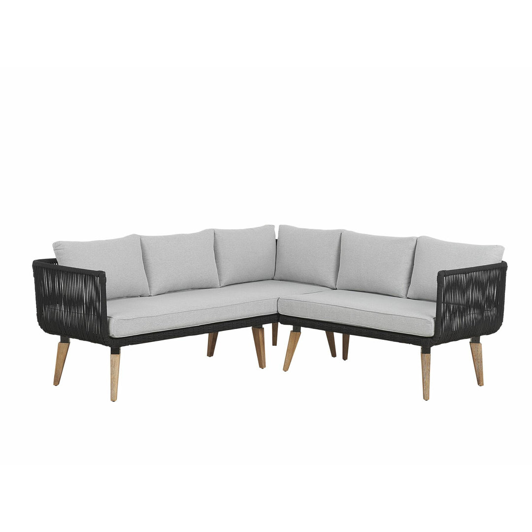 Alcamo 5 Seater Acacia Wood Garden Corner Sofa Set Grey