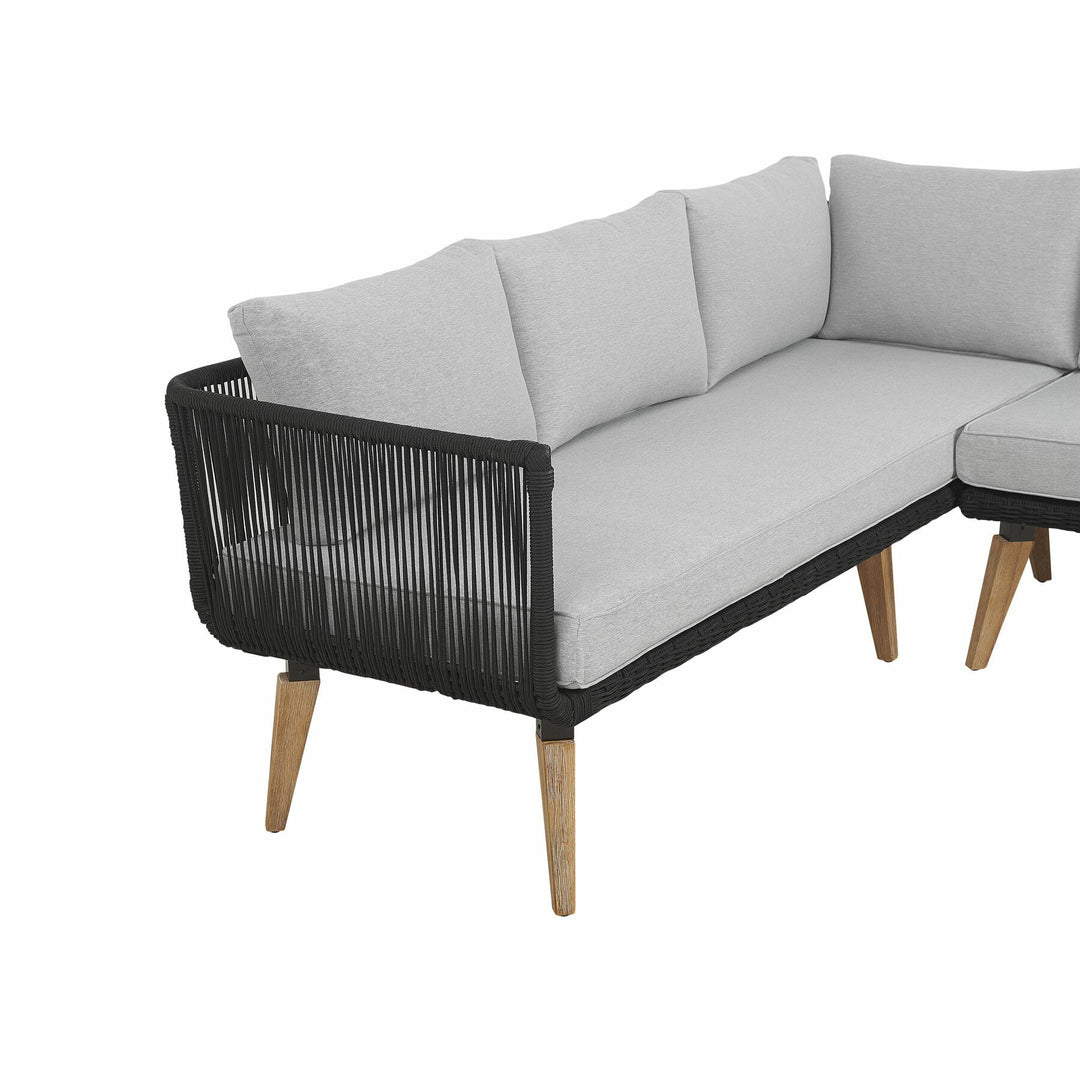 Alcamo 5 Seater Acacia Wood Garden Corner Sofa Set Grey