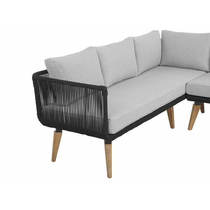 Alcamo 5 Seater Acacia Wood Garden Corner Sofa Set Grey