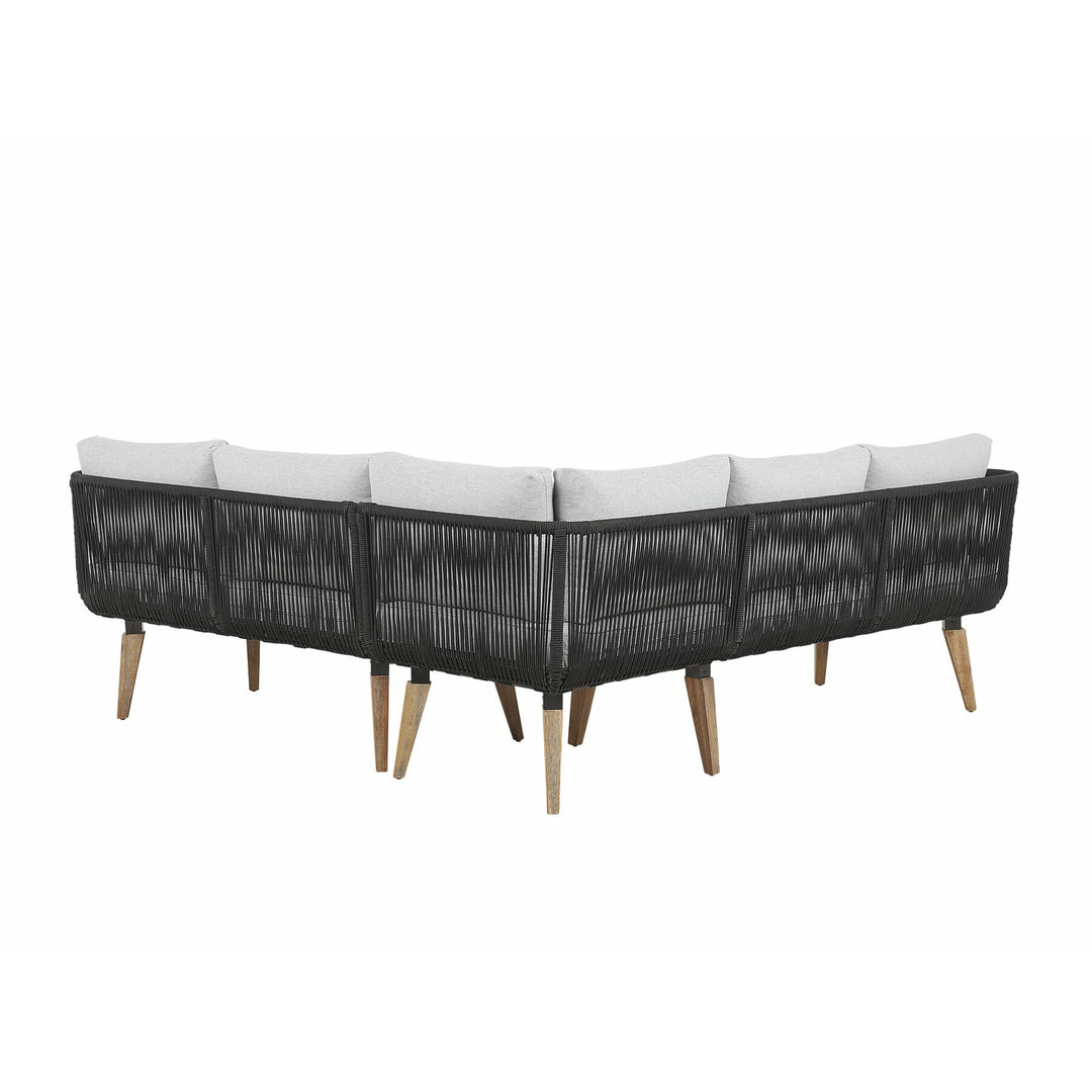 Alcamo 5 Seater Acacia Wood Garden Corner Sofa Set Grey