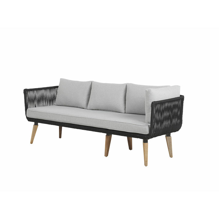 Alcamo 5 Seater Acacia Wood Garden Corner Sofa Set Grey