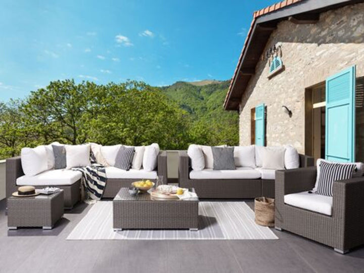 Maestro II 8 Seater PE Rattan Garden Lounge Set Taupe