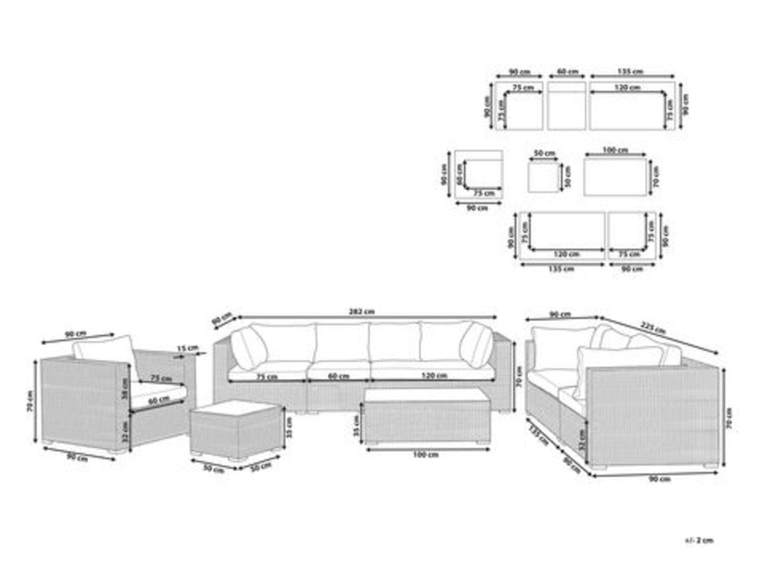 8 Seater PE Rattan Garden Lounge Set Taupe Maestro II