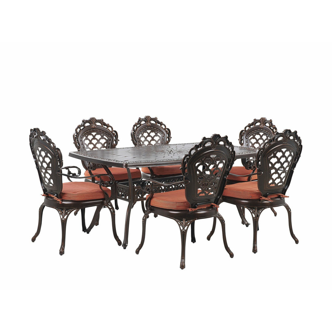 Lizzano 6 Seater Metal Garden Dining Set Brown