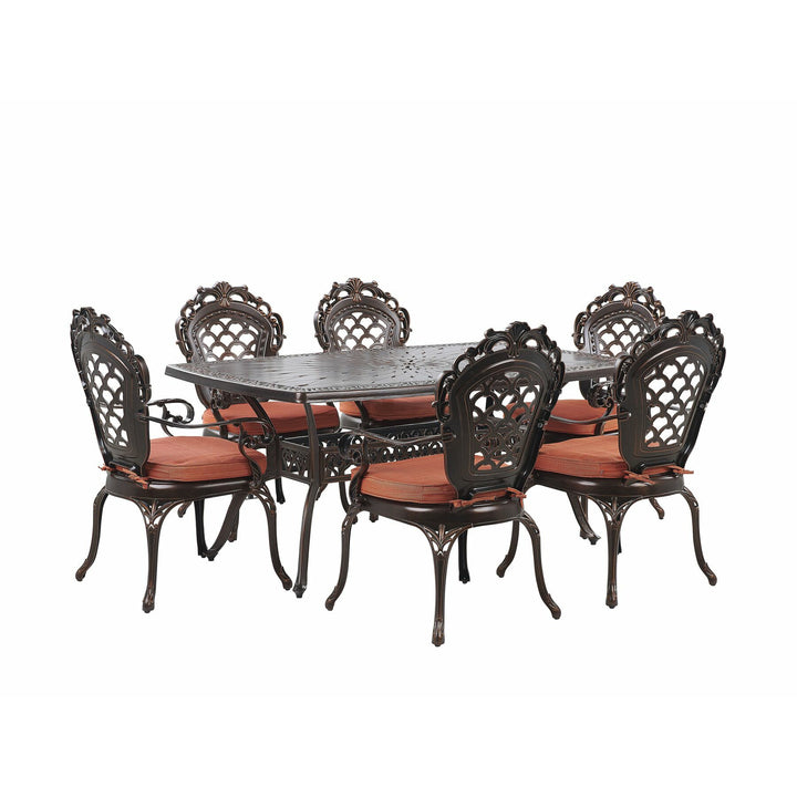 Lizzano 6 Seater Metal Garden Dining Set Brown