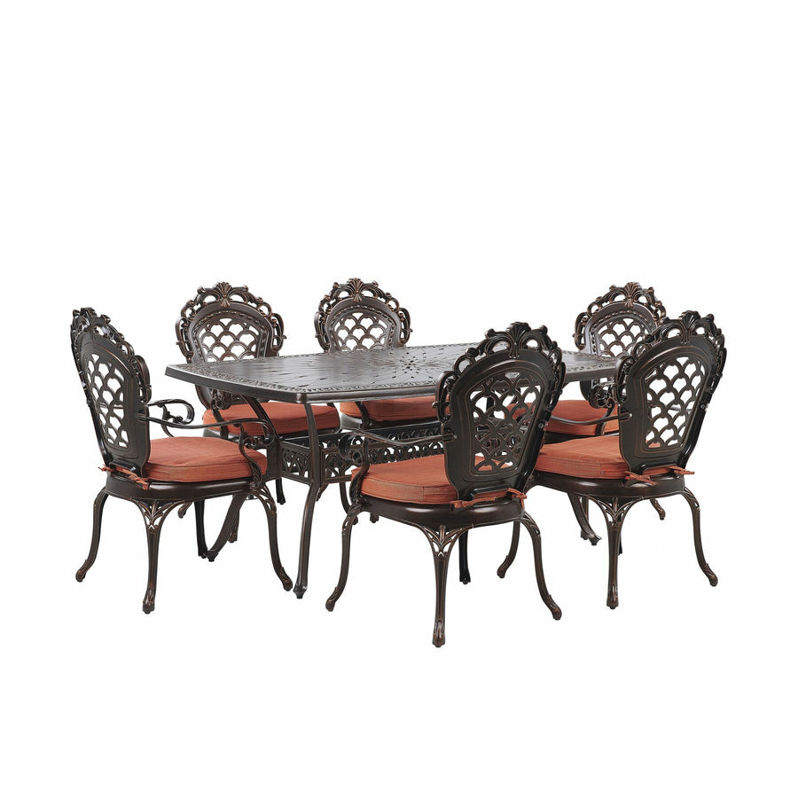 Lizzano 6 Seater Metal Garden Dining Set Brown