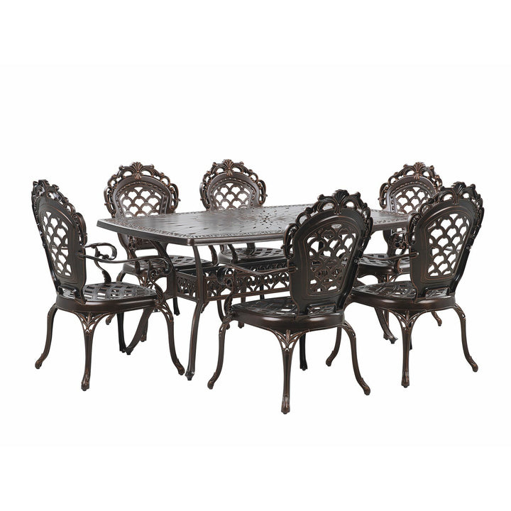 Lizzano 6 Seater Metal Garden Dining Set Brown