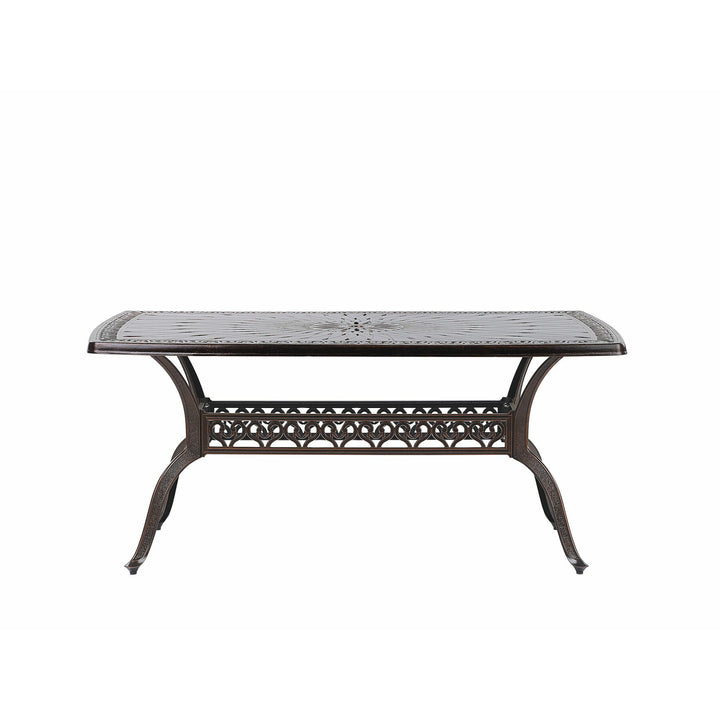 Lizzano 6 Seater Metal Garden Dining Set Brown