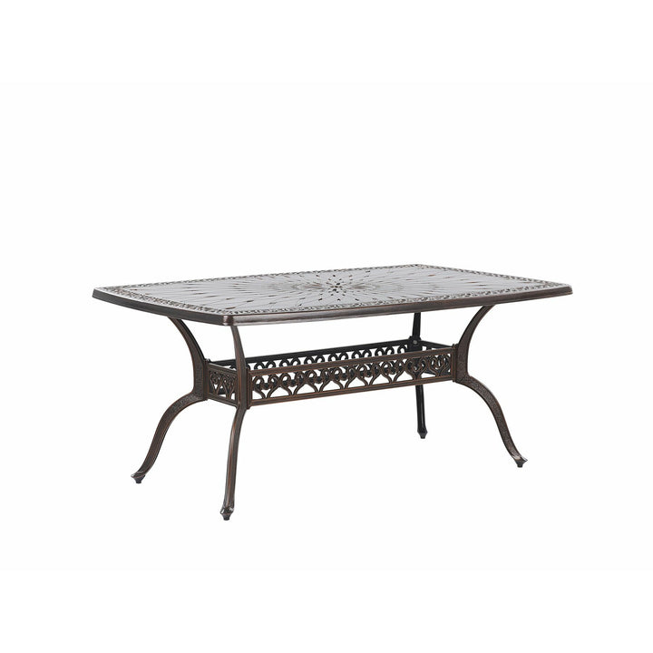 Lizzano 6 Seater Metal Garden Dining Set Brown