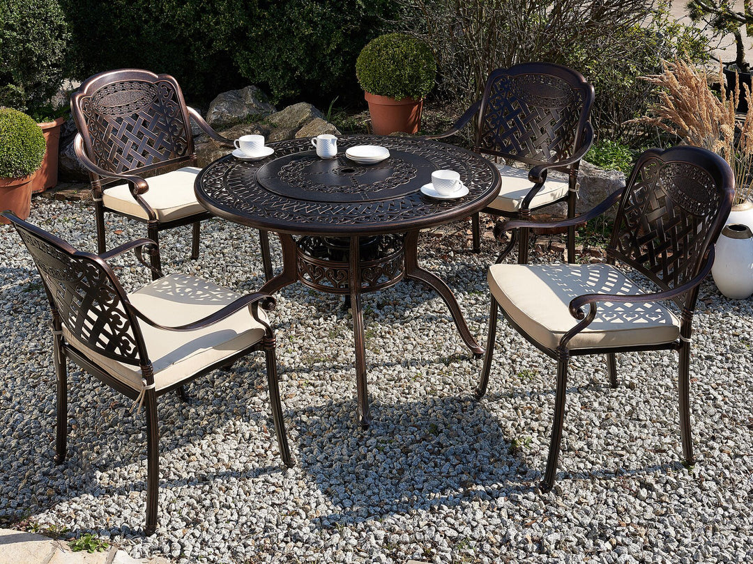 Manfria 4 Seater Metal BBQ Garden Dining Set Brown