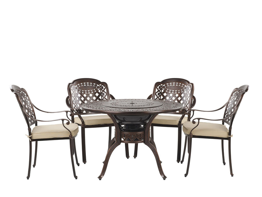 Manfria 4 Seater Metal BBQ Garden Dining Set Brown