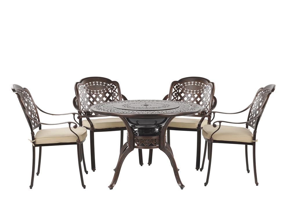 Manfria 4 Seater Metal BBQ Garden Dining Set Brown