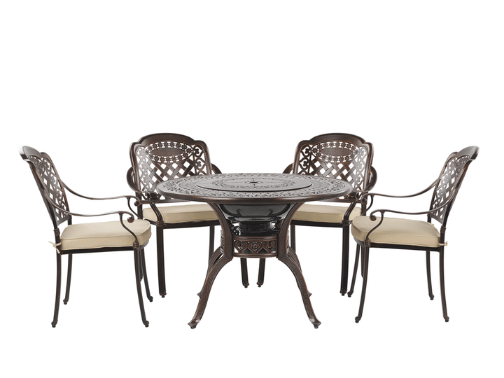 Manfria 4 Seater Metal BBQ Garden Dining Set Brown