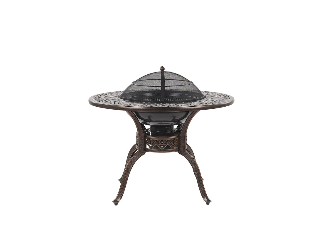 Manfria 4 Seater Metal BBQ Garden Dining Set Brown