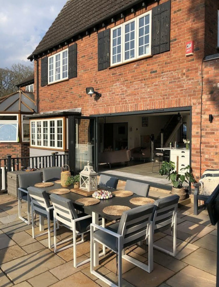 Pancole 6 Seater Metal Garden Dining Set Grey