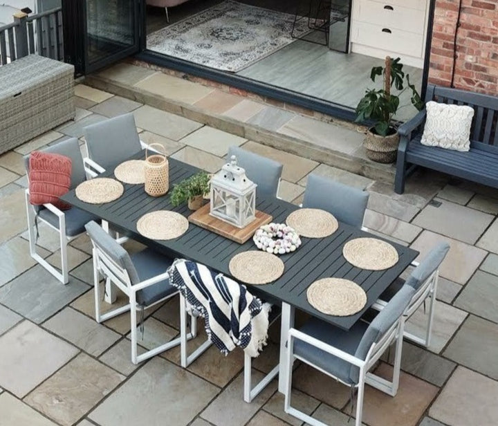 Pancole 6 Seater Metal Garden Dining Set Grey